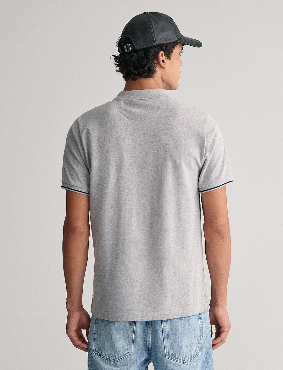 Gant - TIPPING SS PIQUE POLO - kurzärmelig - grey melange - 3