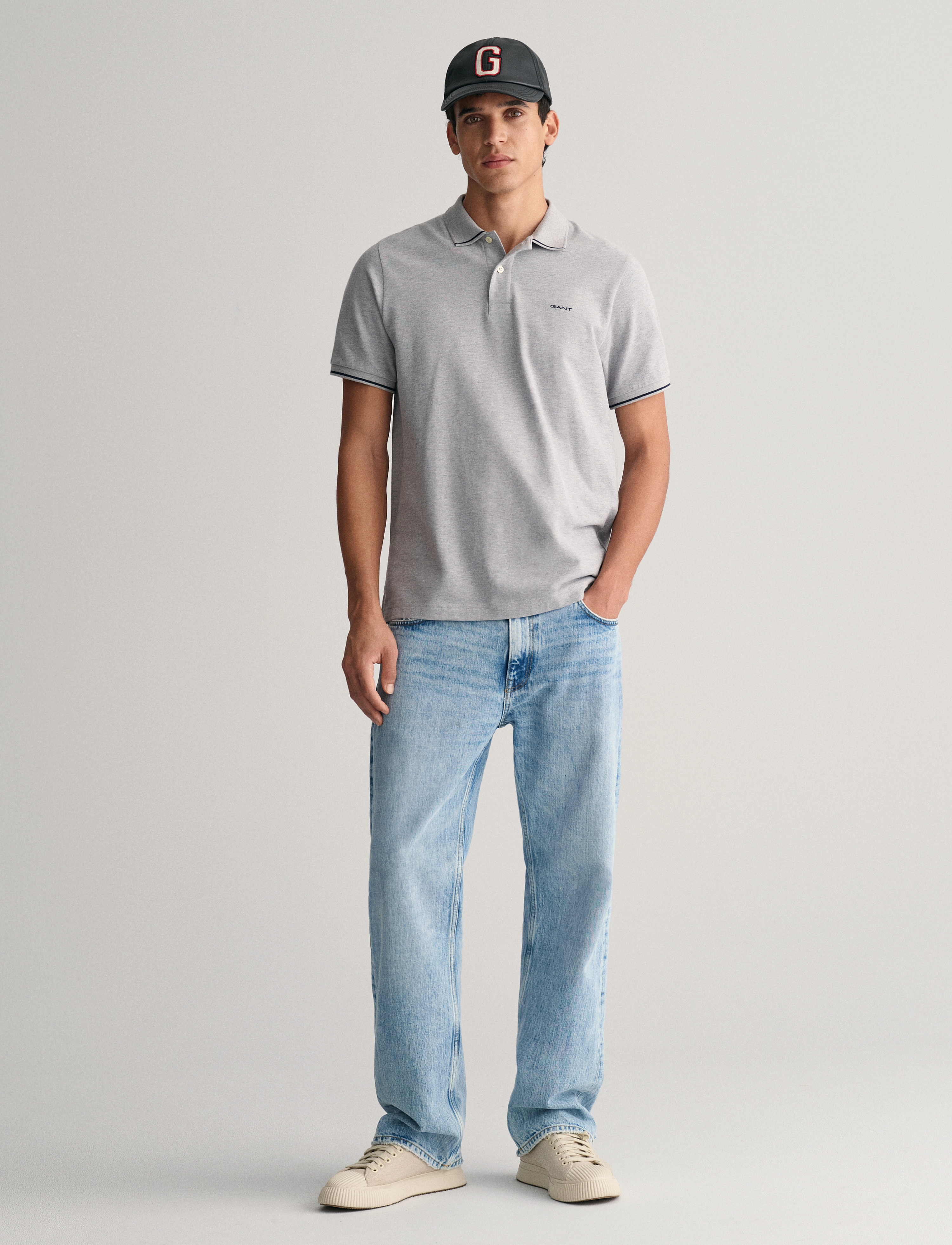 Gant - TIPPING SS PIQUE POLO - kortærmede poloer - grey melange - 5