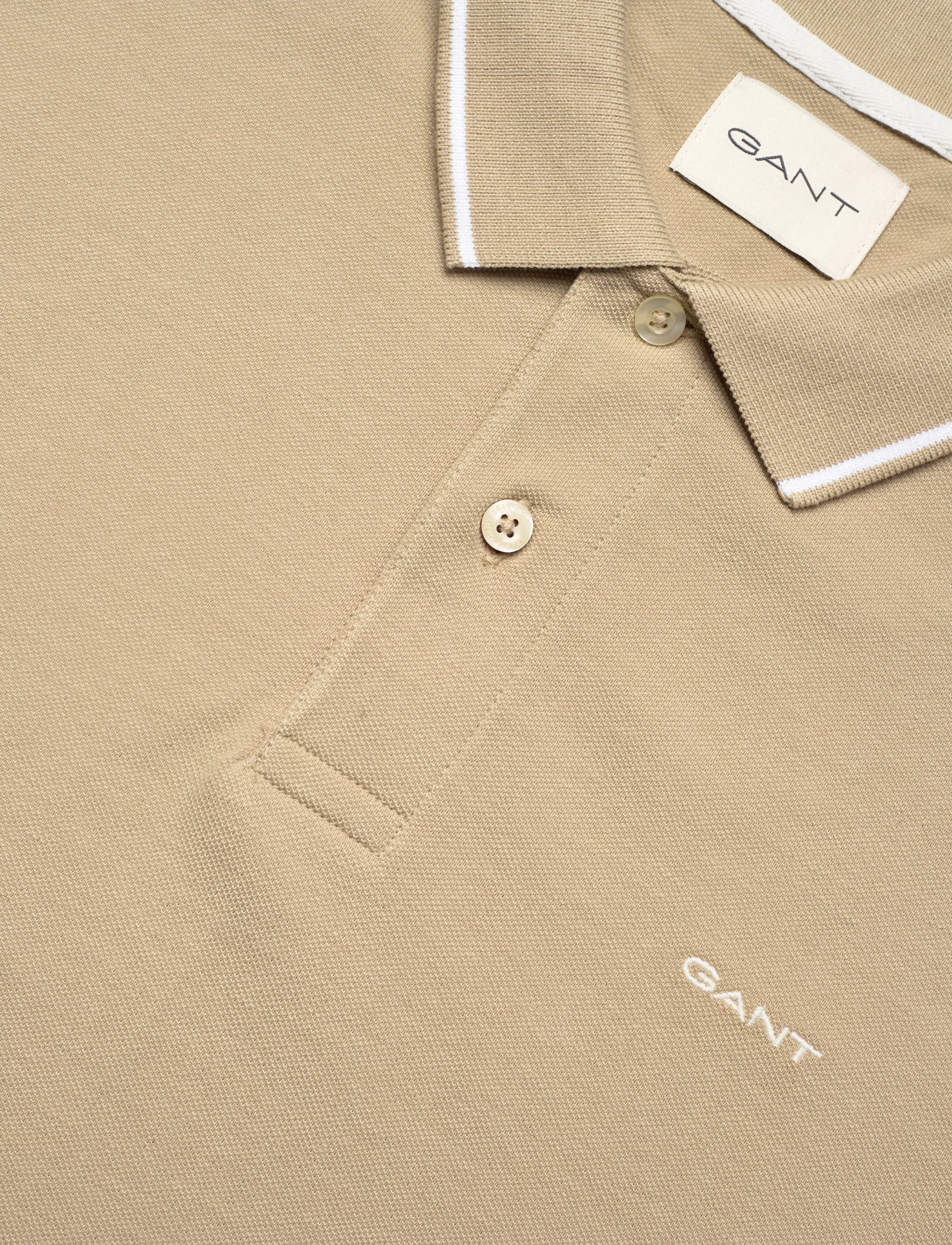 Gant - TIPPING SS PIQUE POLO - kortærmede poloer - oat beige - 5