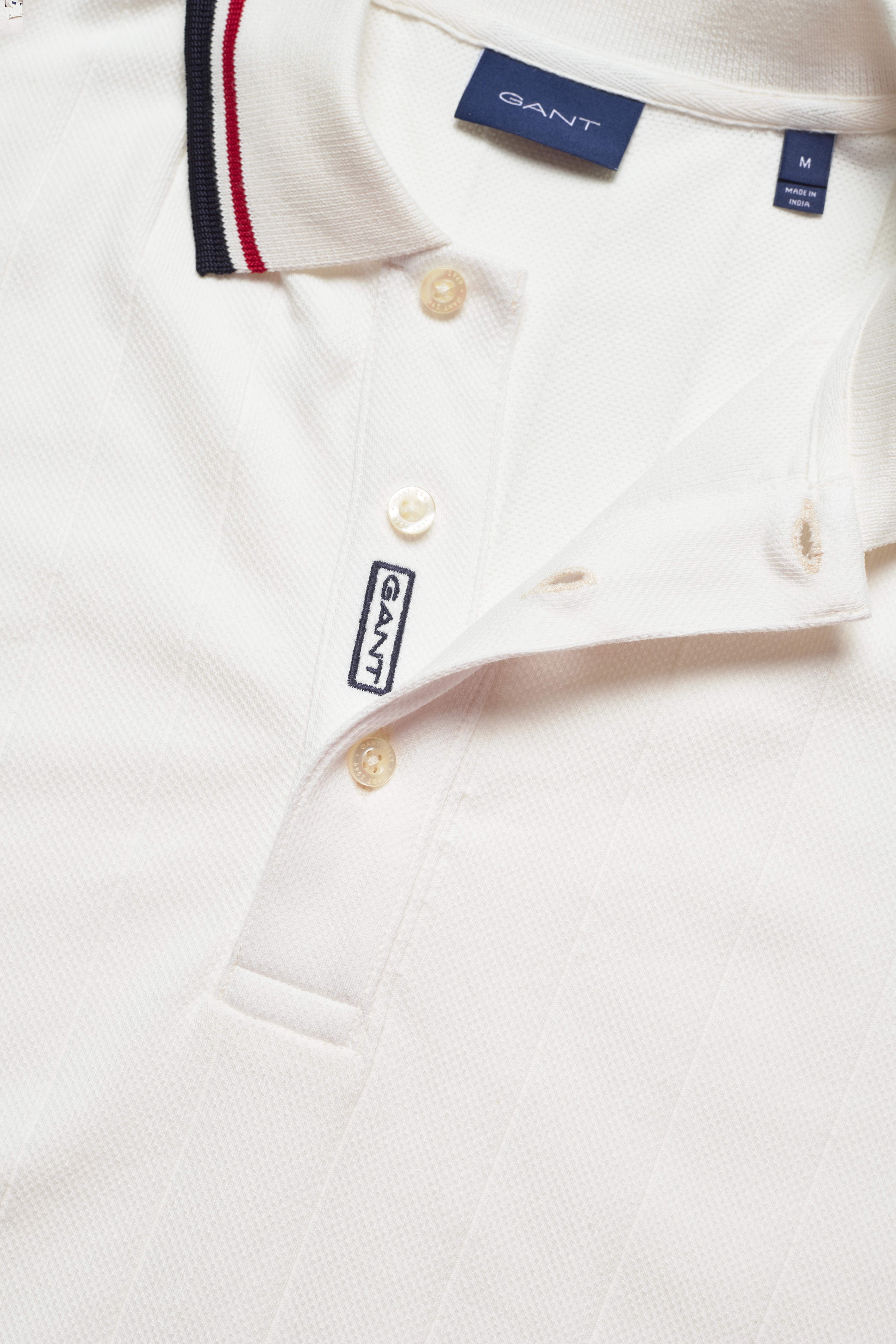 GANT - D.1 DROP NEEDLE SS RUGGER - caulk white - 2