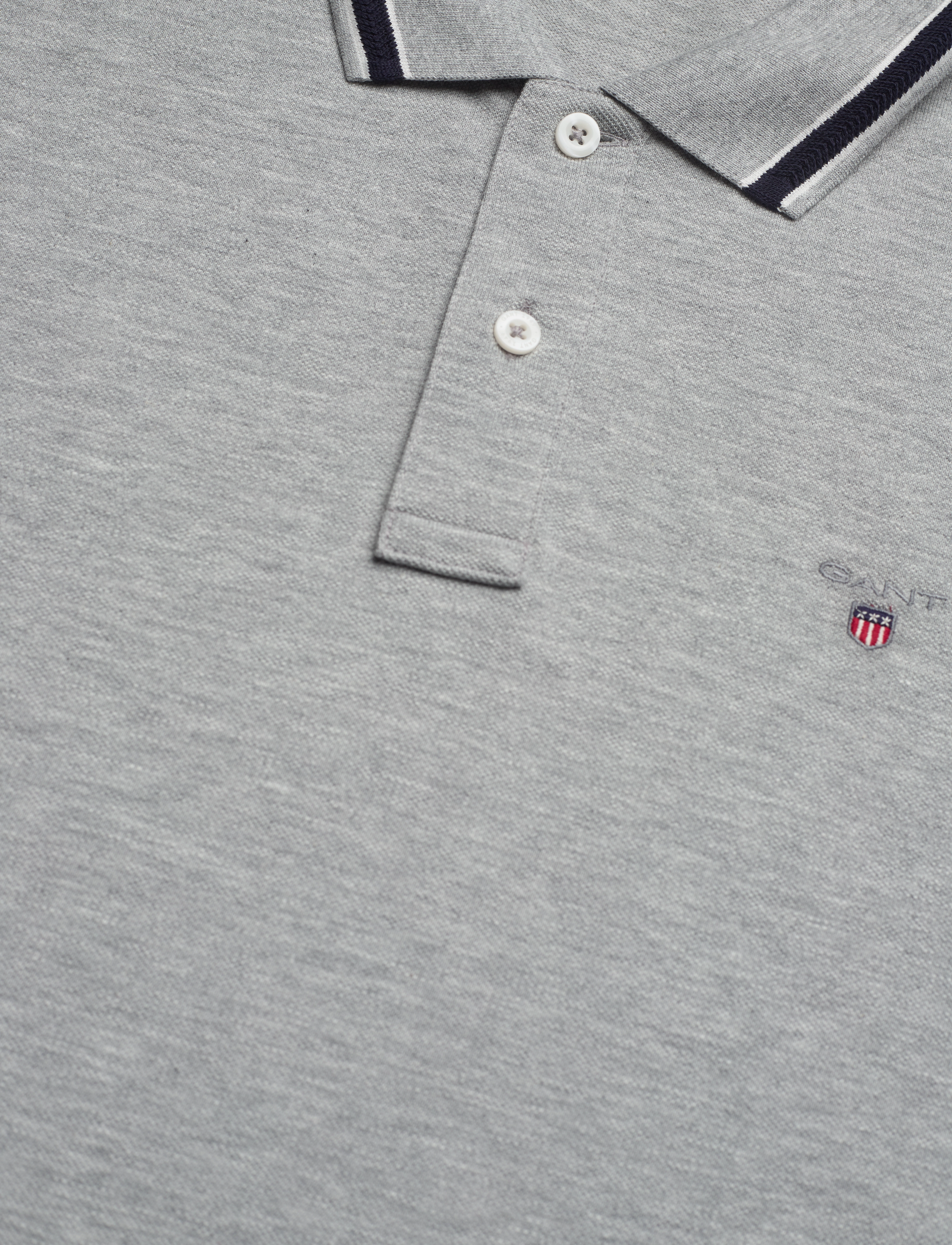GANT - D1. HERRINGBONE TIPPING PIQUE - grey melange - 2