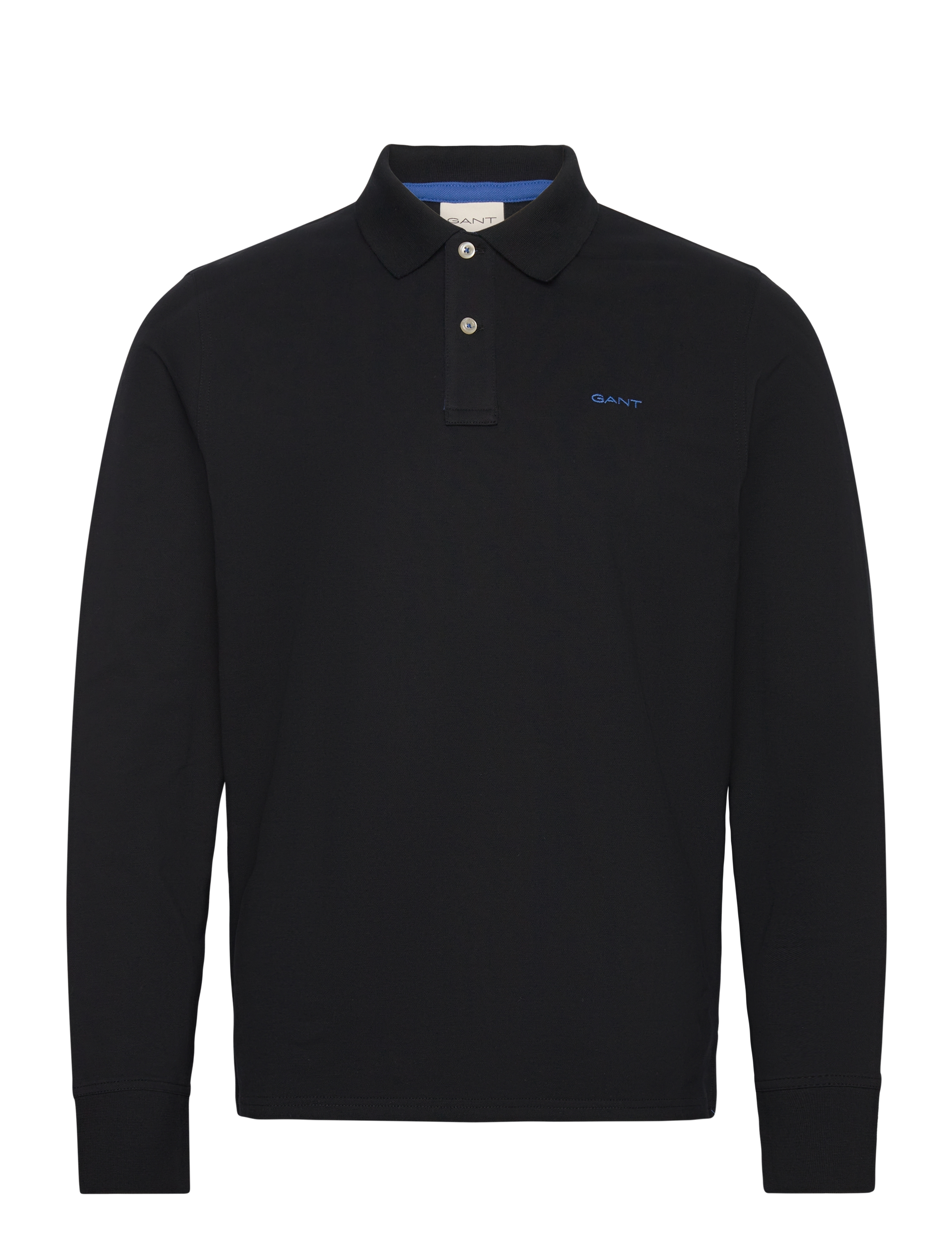 Gant REG CONTRAST PIQUE LS POLO - Långärmade pikéer - BLACK / black
