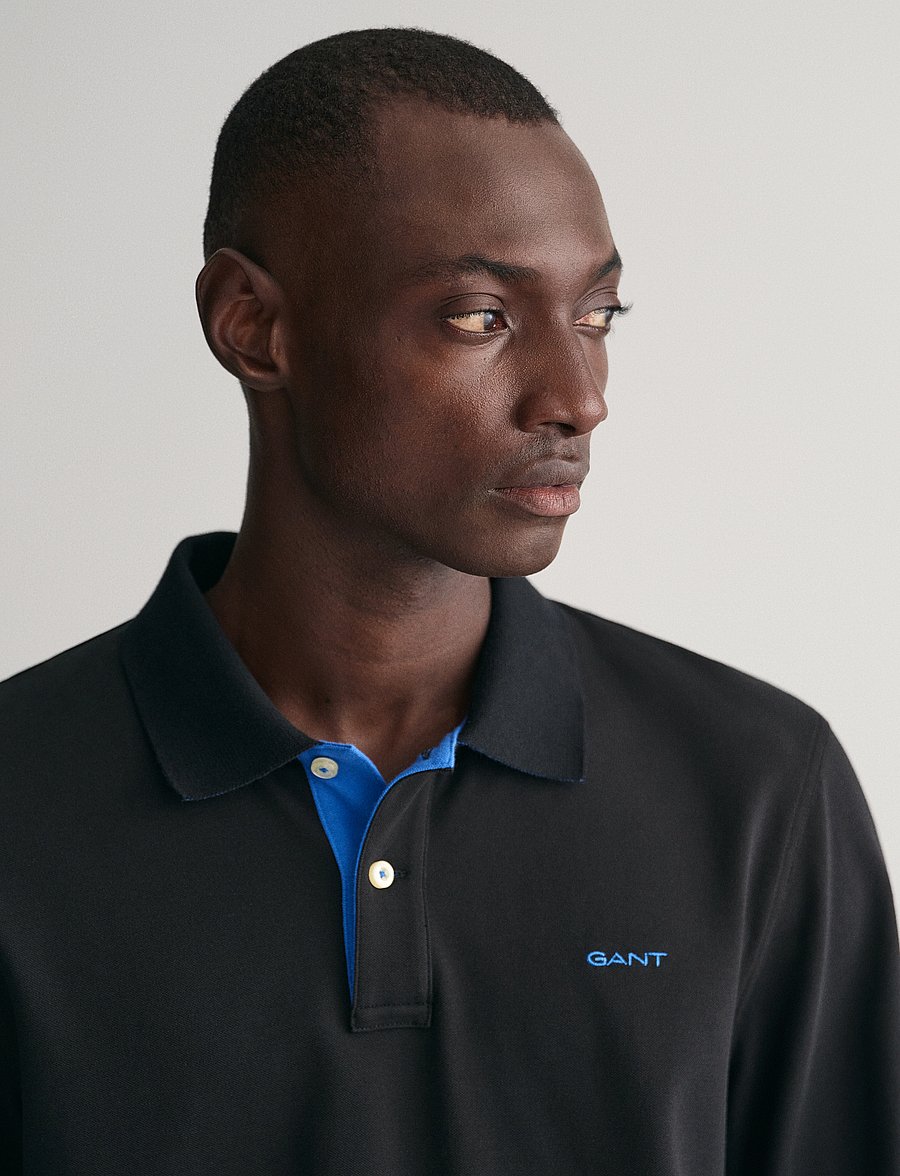 Gant - REG CONTRAST PIQUE LS POLO - black - 4