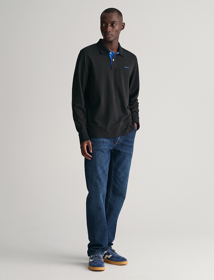 Gant - REG CONTRAST PIQUE LS POLO - black - 5