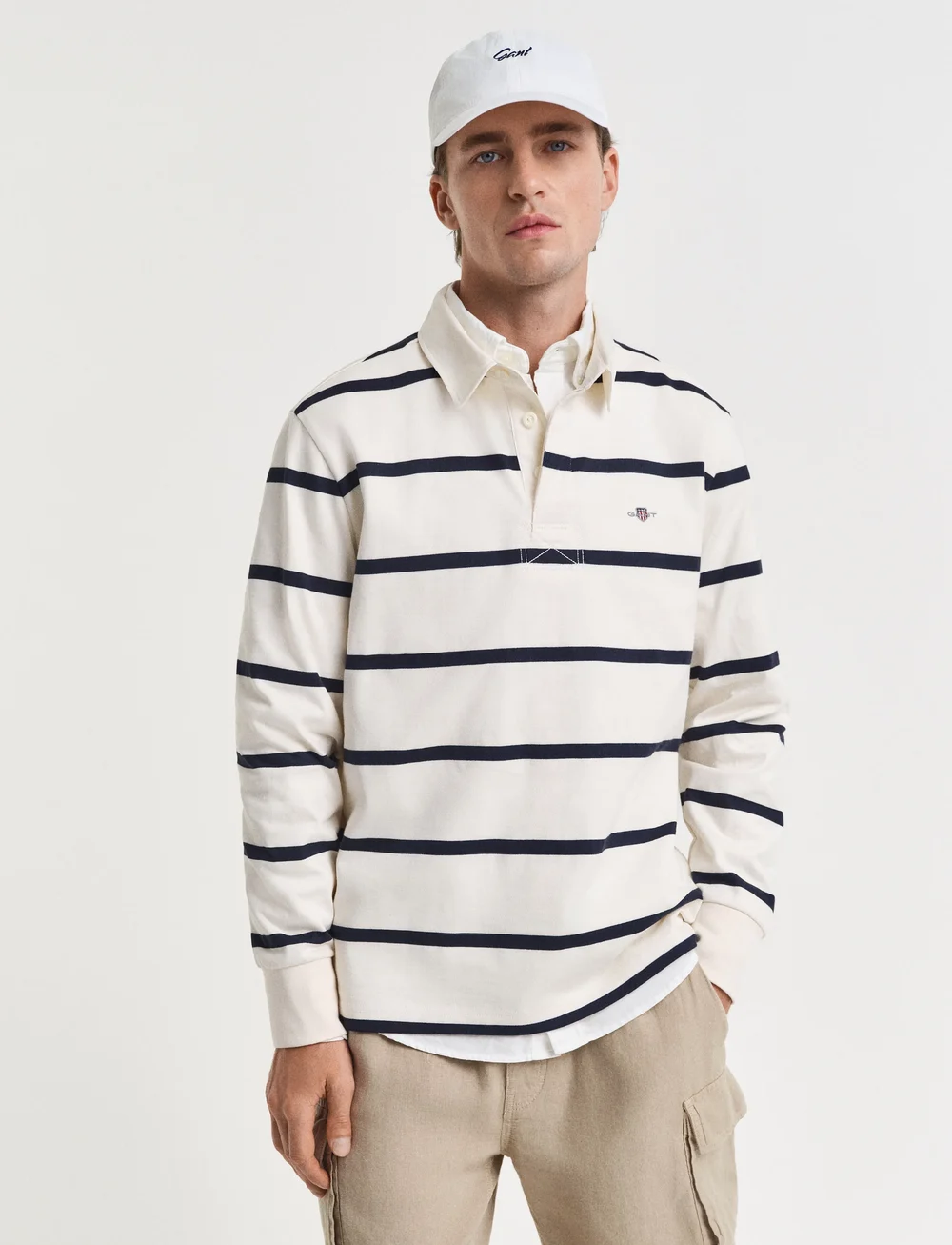 GANT - THIN STRIPE HEAVY RUGGER - polo marškinėliai ilgomis rankovėmis - cream - 0