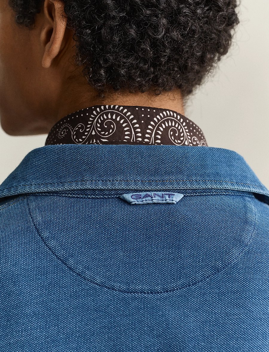 Gant - INDIGO RUGGER - pikkade varrukatega kootud polod - indigo - 3