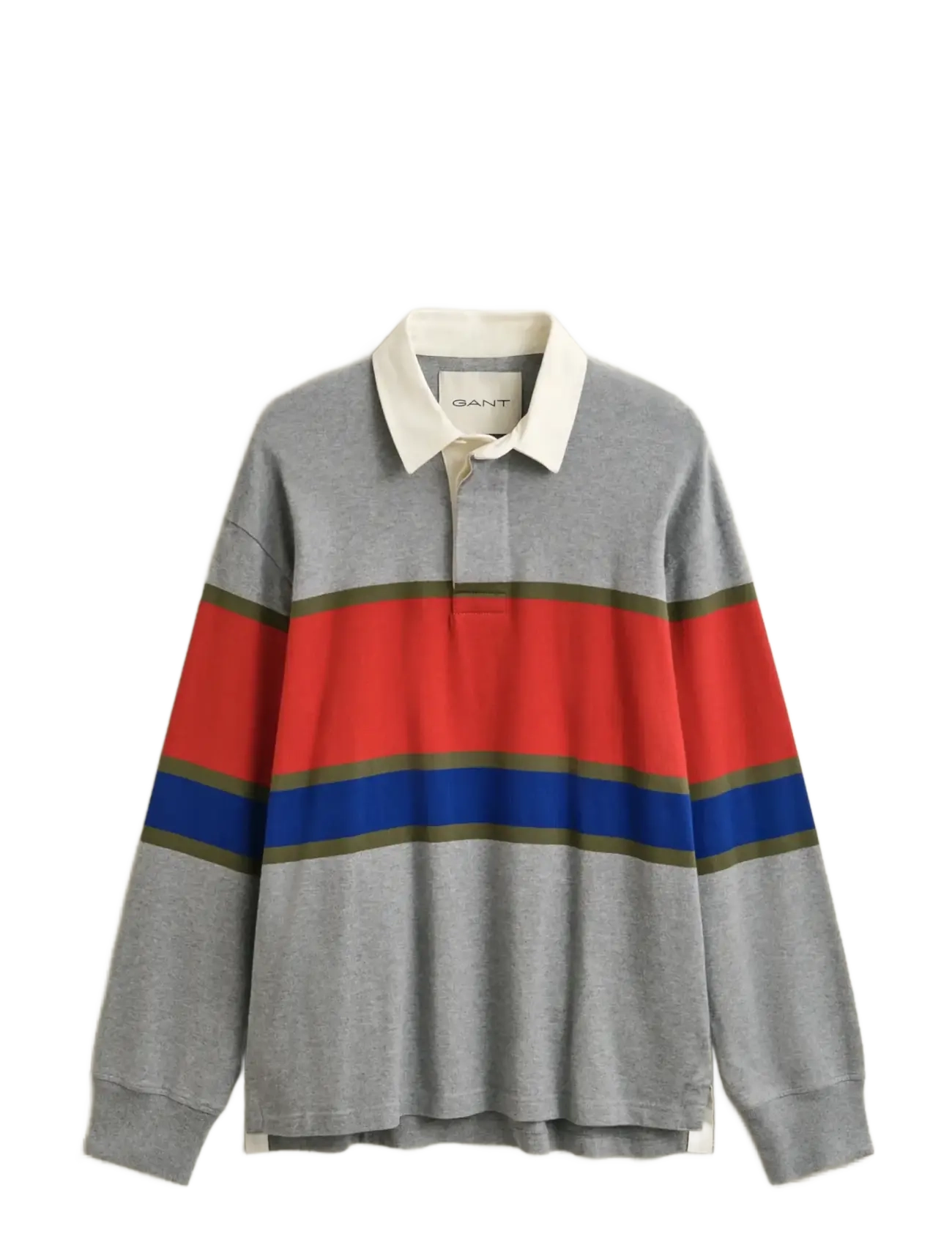Gant BLOCKED STRIPE HEAVY RUGGER - Langerma pólóbolir - GREY MELANGE / grey