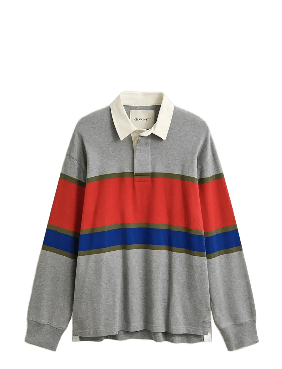 Gant - BLOCKED STRIPE HEAVY RUGGER - langärmelig - grey melange - 0