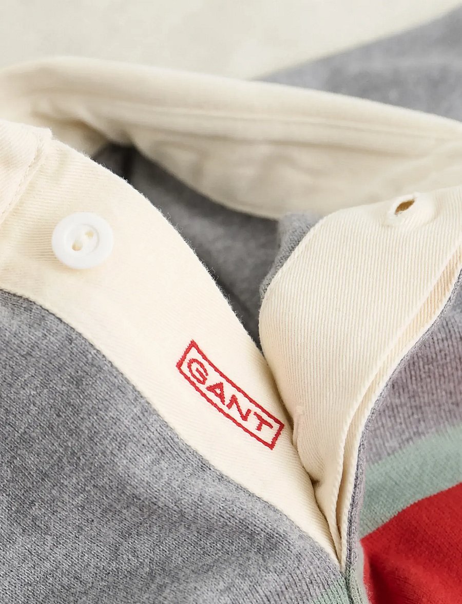 Gant - BLOCKED STRIPE HEAVY RUGGER - langärmelig - grey melange - 1