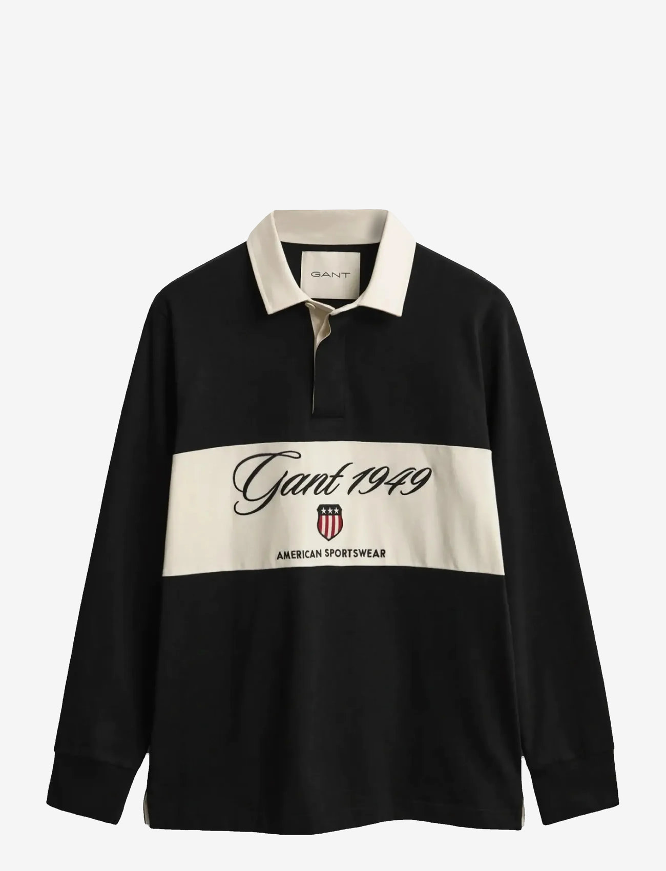 GANT - BLOCKED HEAVY RUGGER - long-sleeved polos - black - 1
