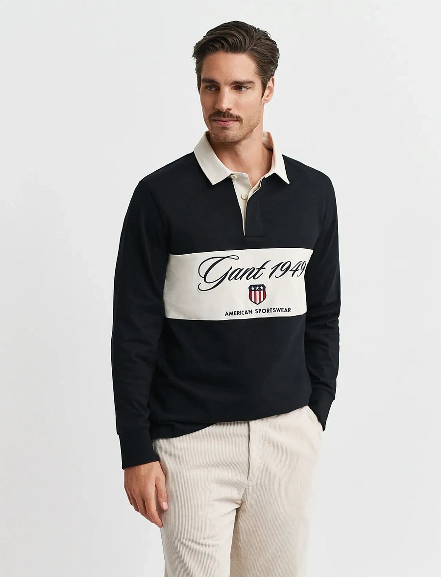 Gant - BLOCKED HEAVY RUGGER - langärmelig - black - 0