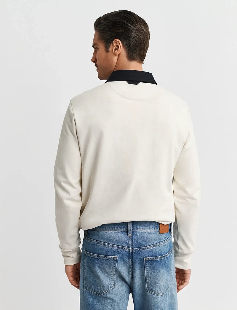 GANT - BLOCKED HEAVY RUGGER - långärmade pikéer - cream - 2