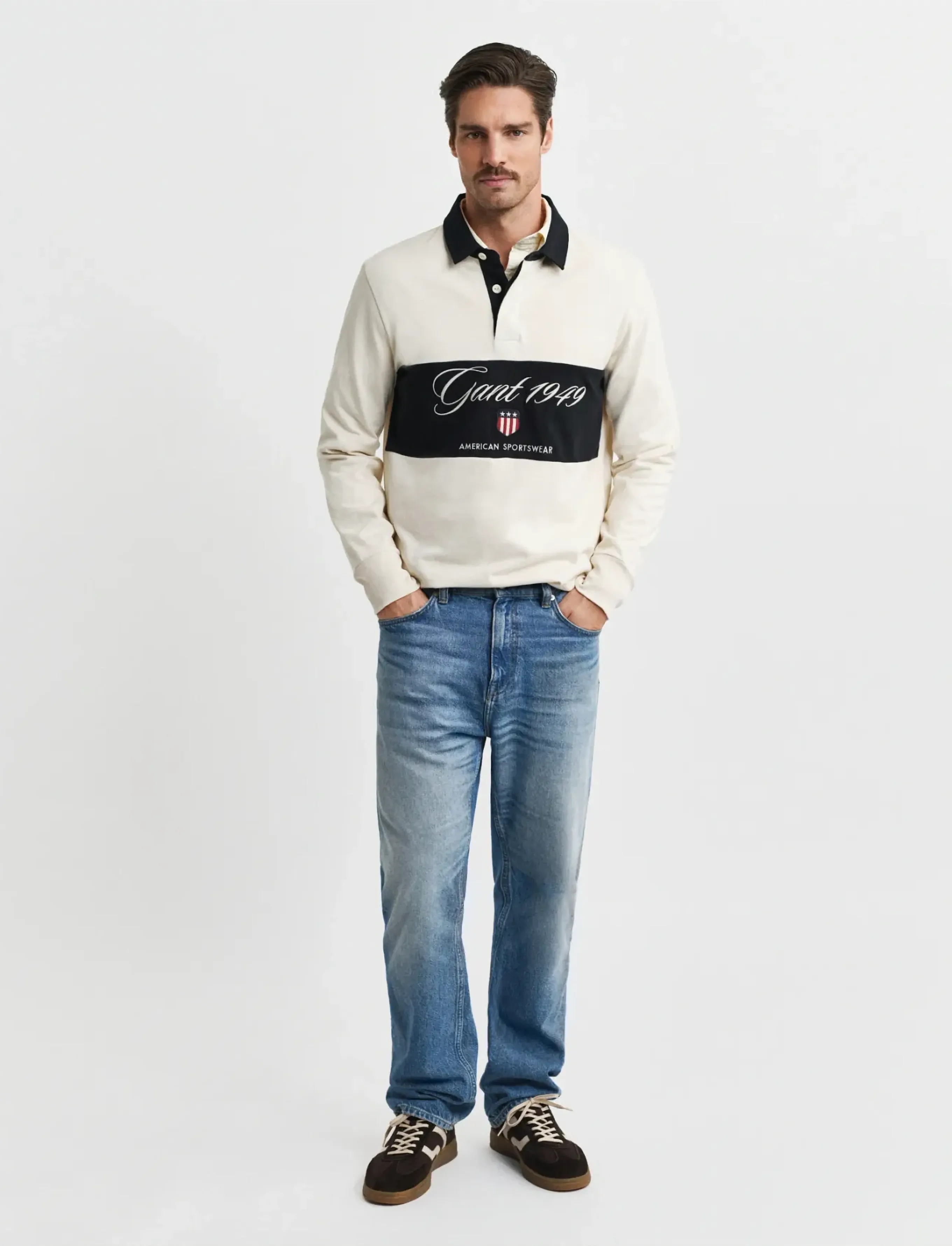 Gant - BLOCKED HEAVY RUGGER - langærmede poloer - cream - 4