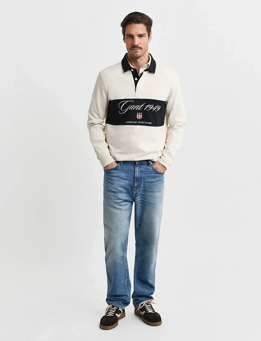 Gant - BLOCKED HEAVY RUGGER - pikkade varrukatega polod - cream - 4