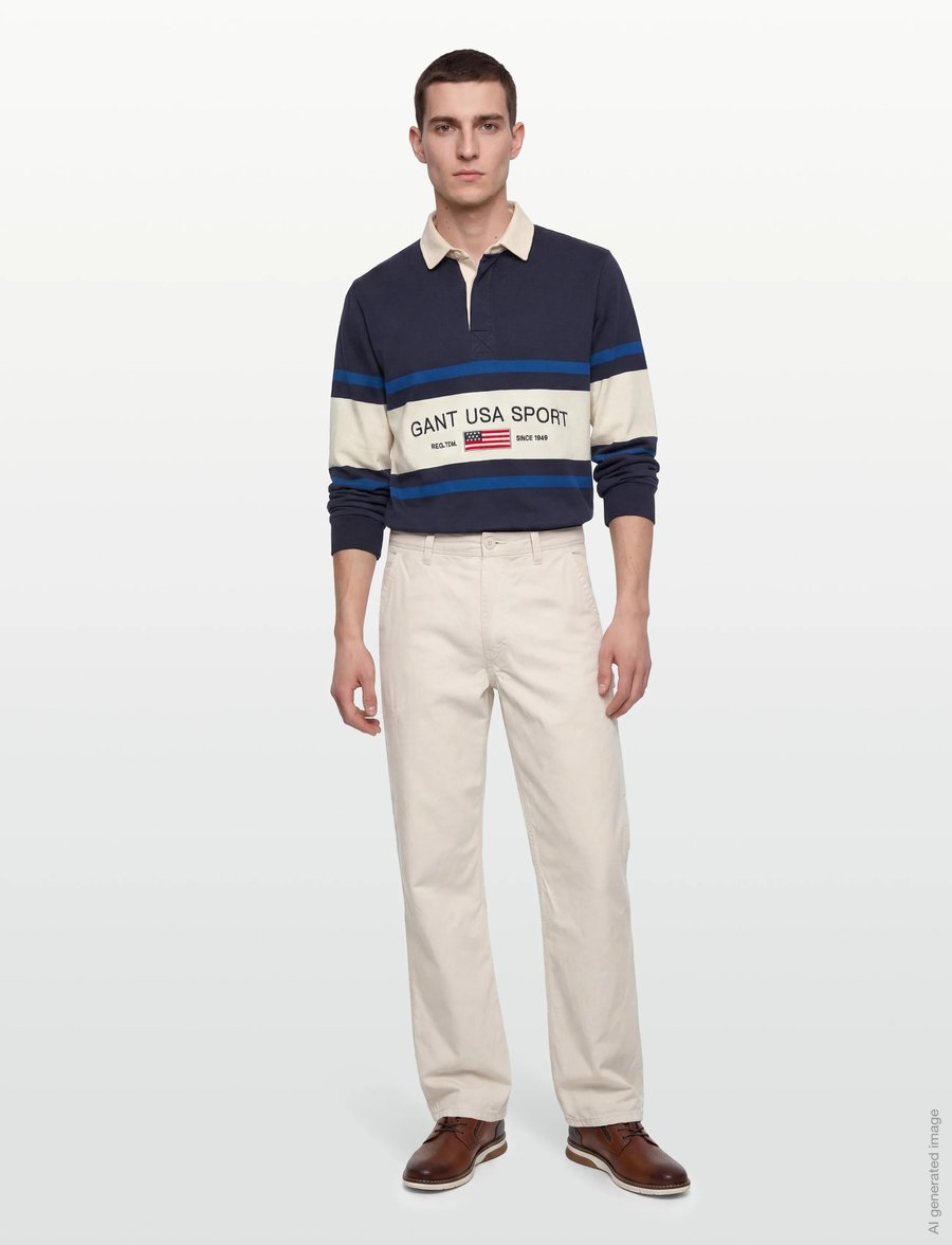 Gant - STRIPED RUGGER - långärmade pikéer - evening blue - 0