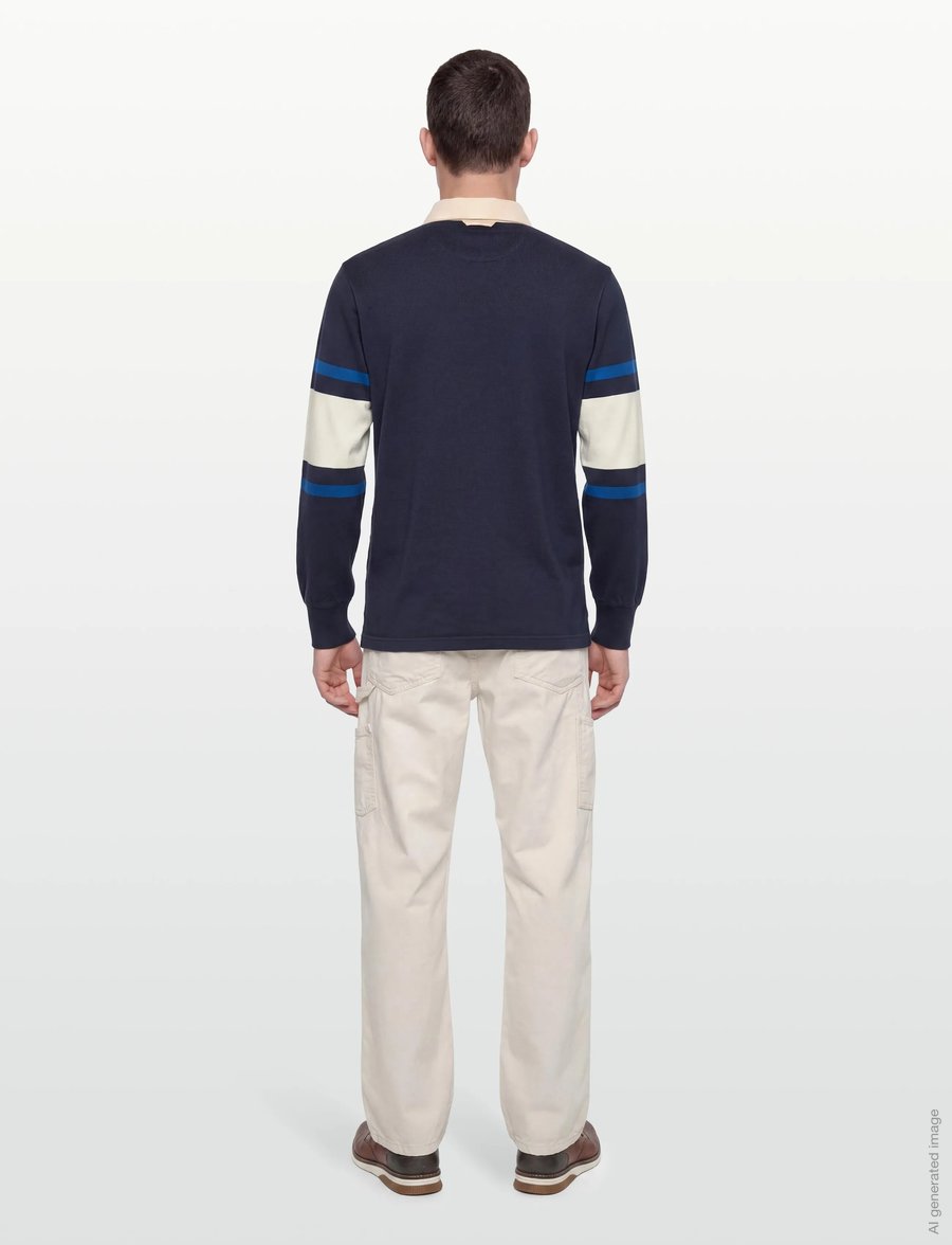 Gant - STRIPED RUGGER - långärmade pikéer - evening blue - 4