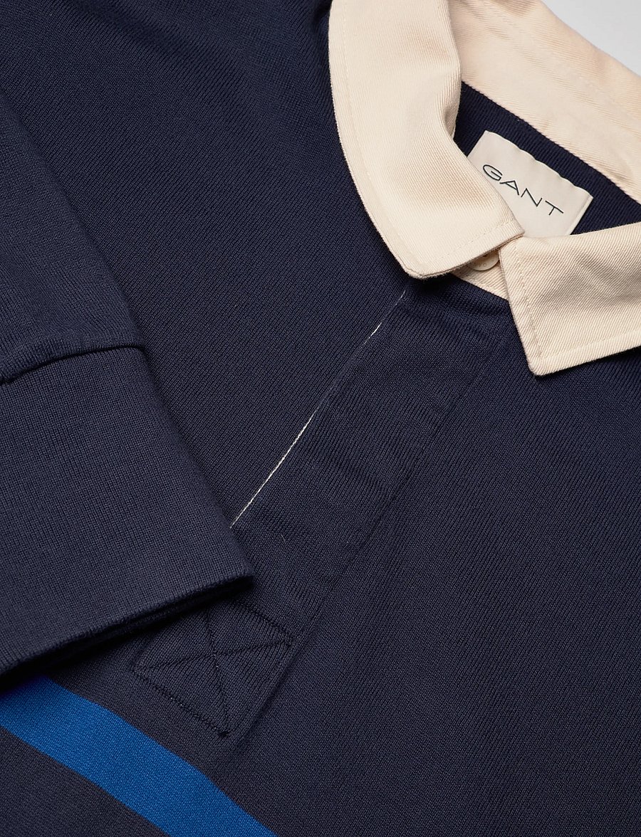 Gant - STRIPED RUGGER - långärmade pikéer - evening blue - 5