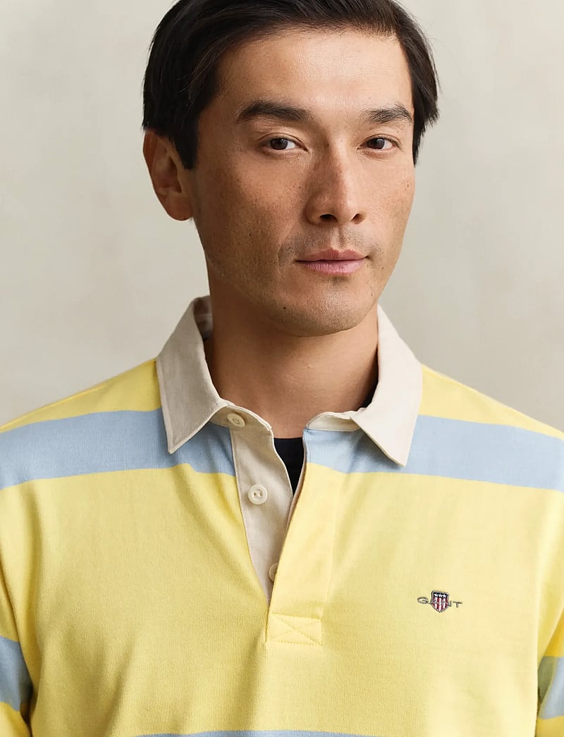 GANT - STRIPED RUGGER - pikkade varrukatega polod - banana yellow - 3