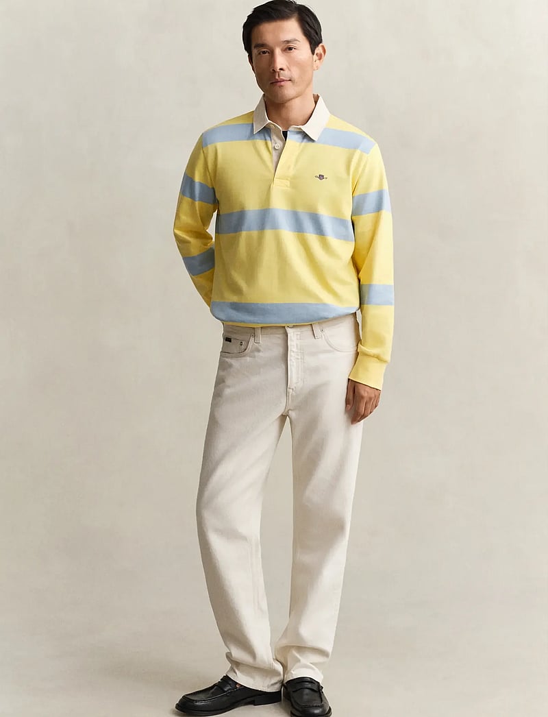 GANT - STRIPED RUGGER - pikkade varrukatega polod - banana yellow - 4