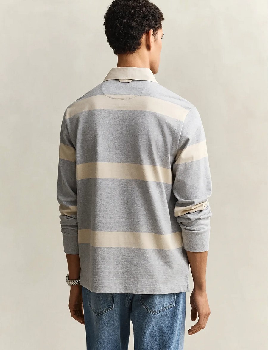 Gant - STRIPED RUGGER - langærmede poloer - grey melange - 2