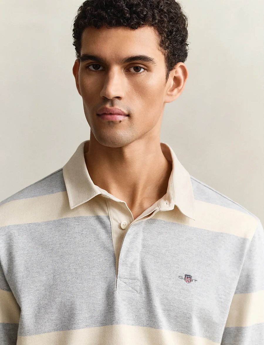Gant - STRIPED RUGGER - langærmede poloer - grey melange - 3
