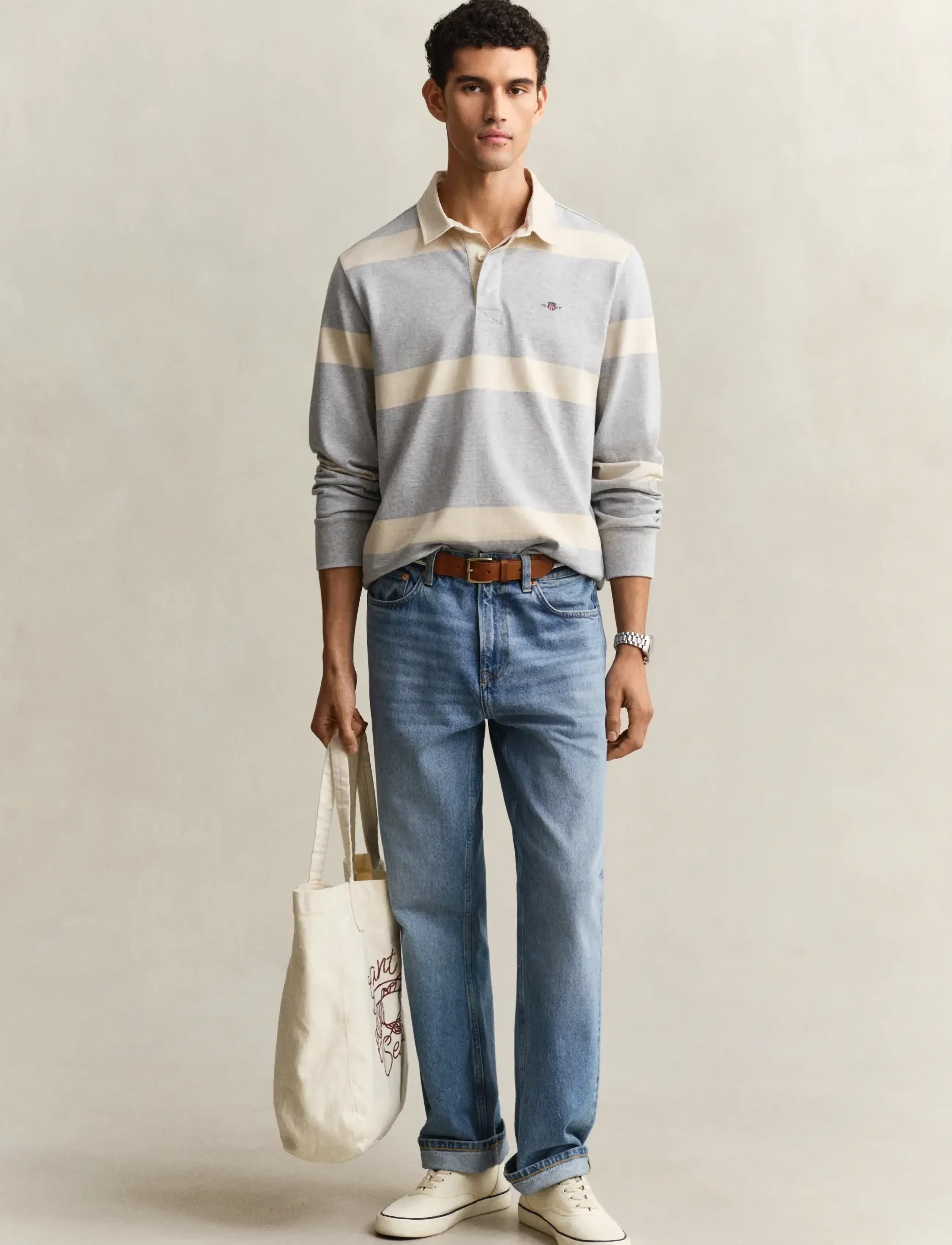 Gant - STRIPED RUGGER - langærmede poloer - grey melange - 4