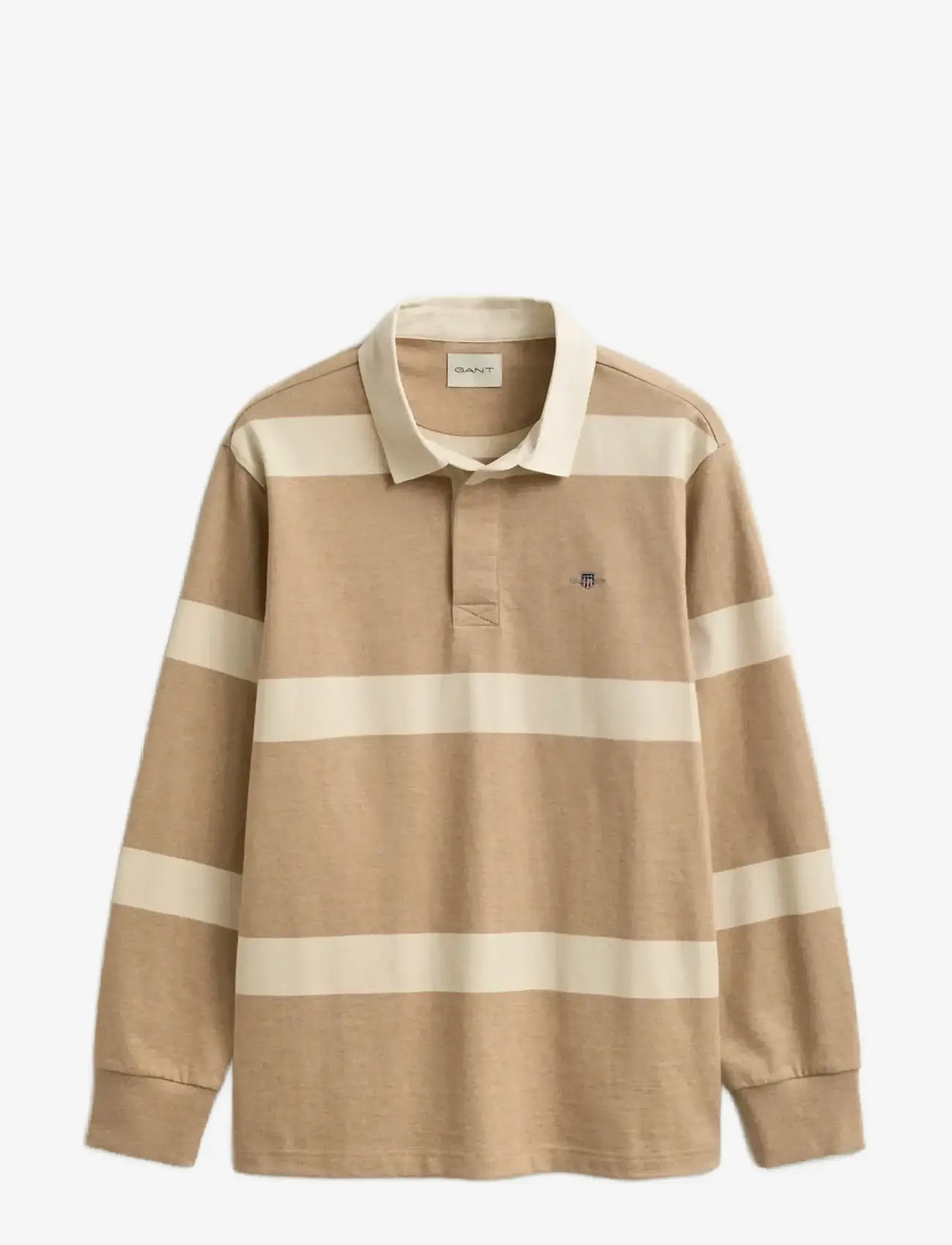 Gant - STRIPED RUGGER - langærmede poloer - khaki melange - 1