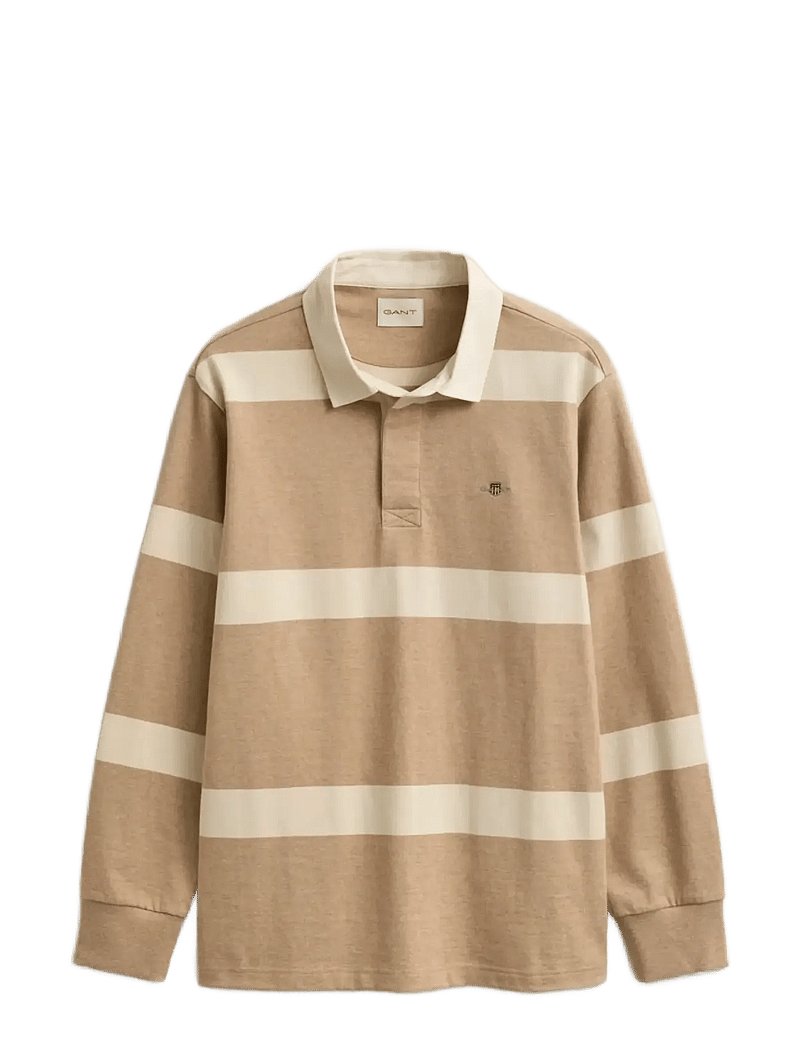 Gant - STRIPED RUGGER - langærmede poloer - khaki melange - 1
