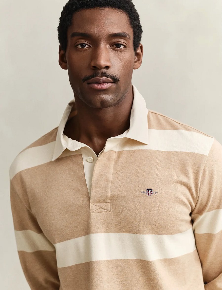 Gant - STRIPED RUGGER - langärmelig - khaki melange - 3