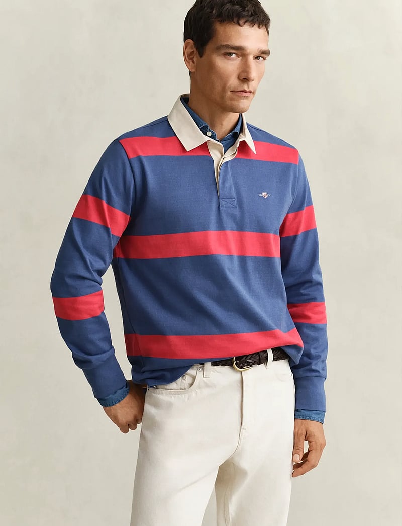 GANT - STRIPED RUGGER - pikkade varrukatega polod - vintage blue - 0