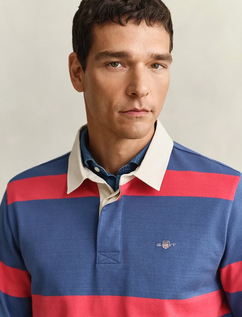 GANT - STRIPED RUGGER - pikkade varrukatega polod - vintage blue - 3