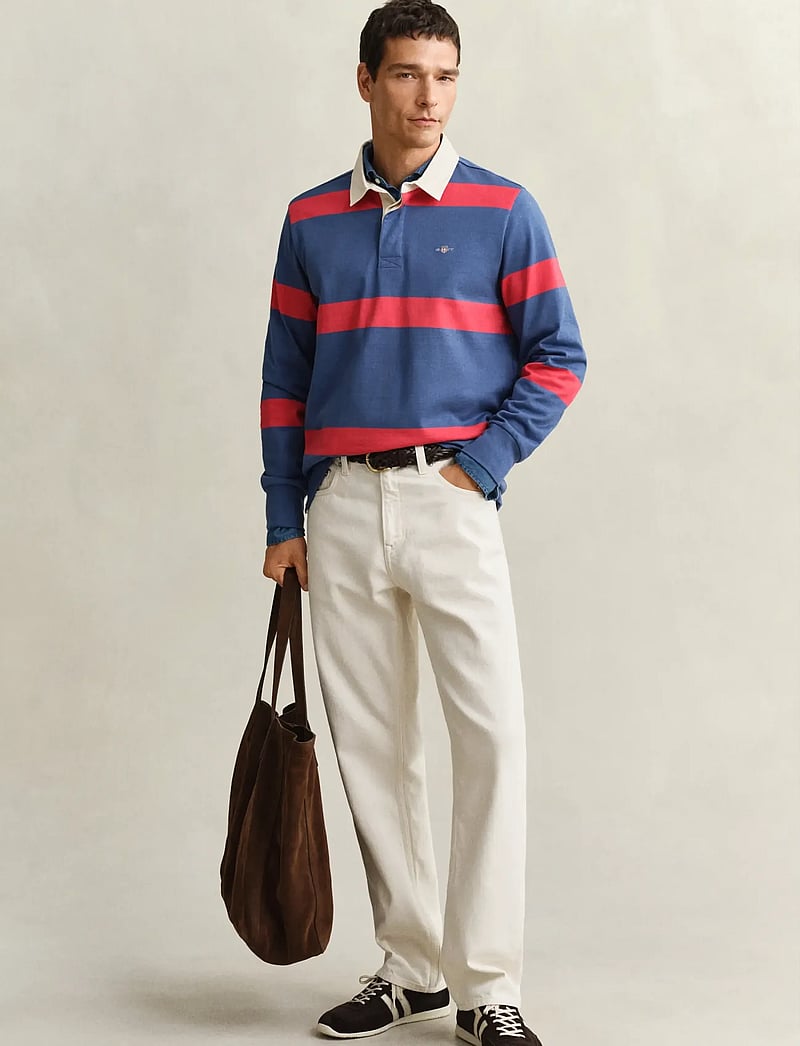 GANT - STRIPED RUGGER - pikkade varrukatega polod - vintage blue - 4