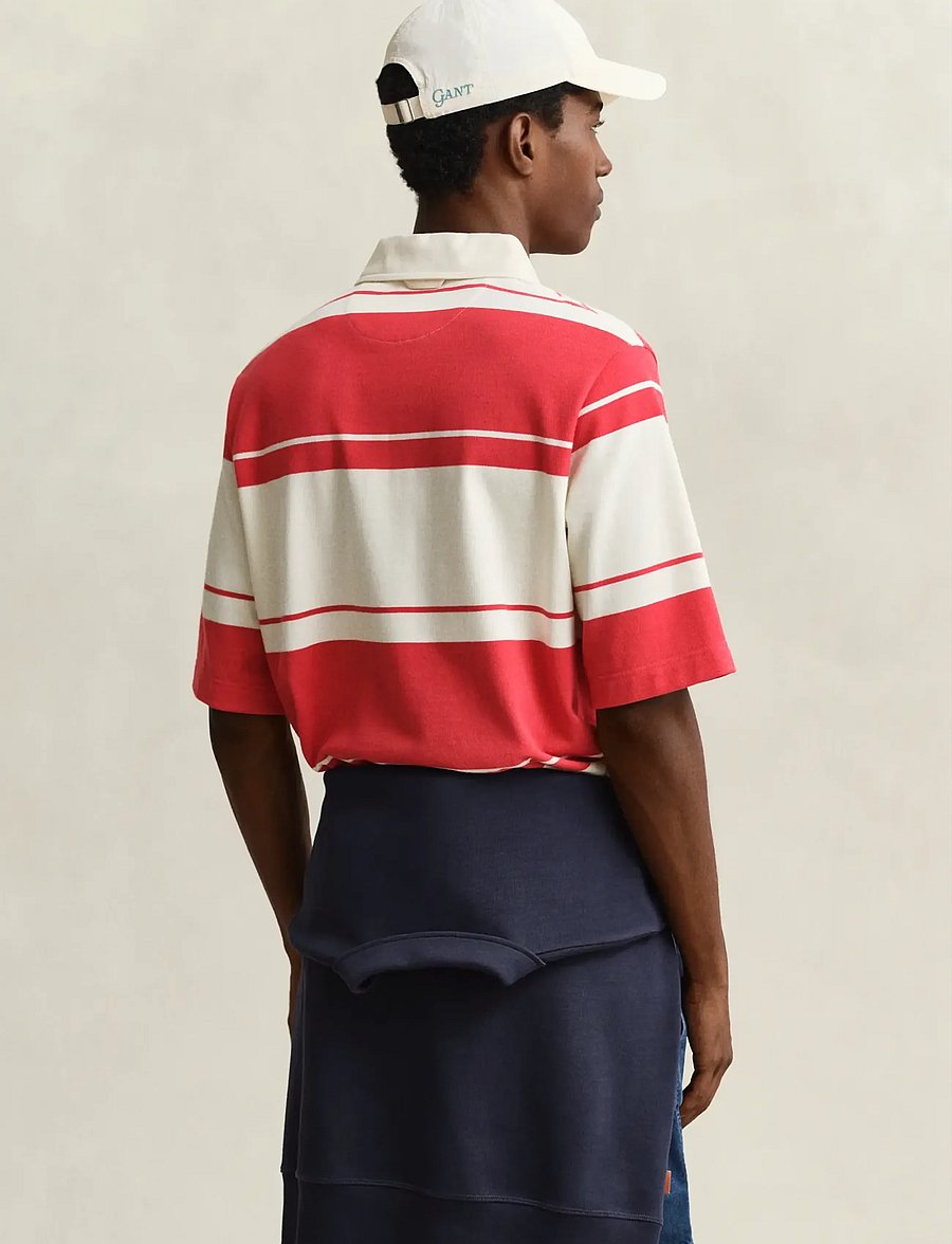 Gant - STRIPED SS RUGGER - kortärmade pikéer - rose red - 2