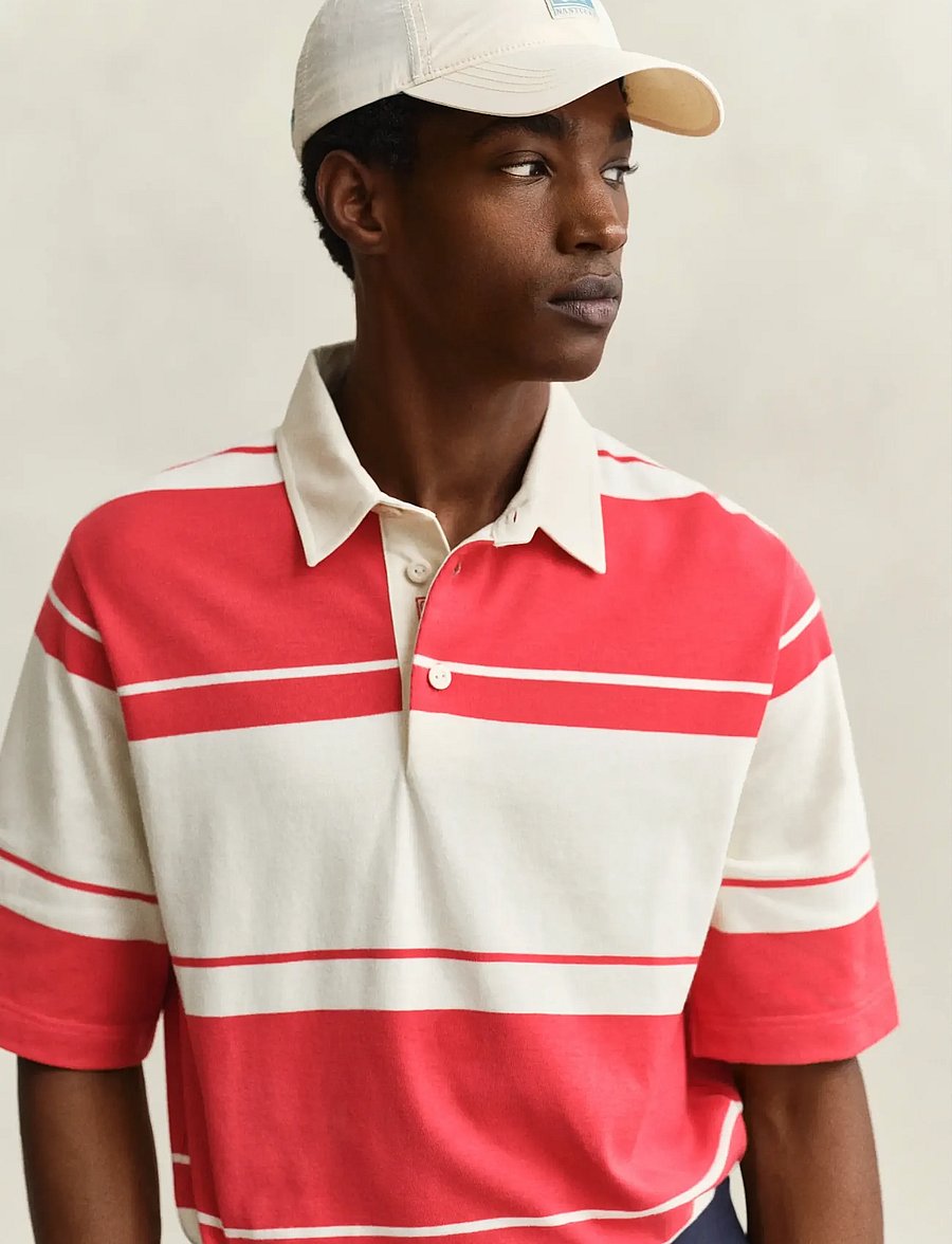 Gant - STRIPED SS RUGGER - kortärmade pikéer - rose red - 3