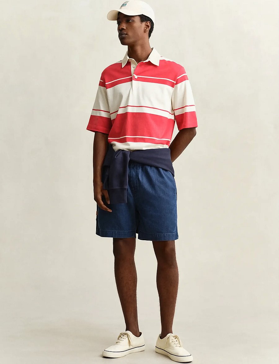 Gant - STRIPED SS RUGGER - kortärmade pikéer - rose red - 4