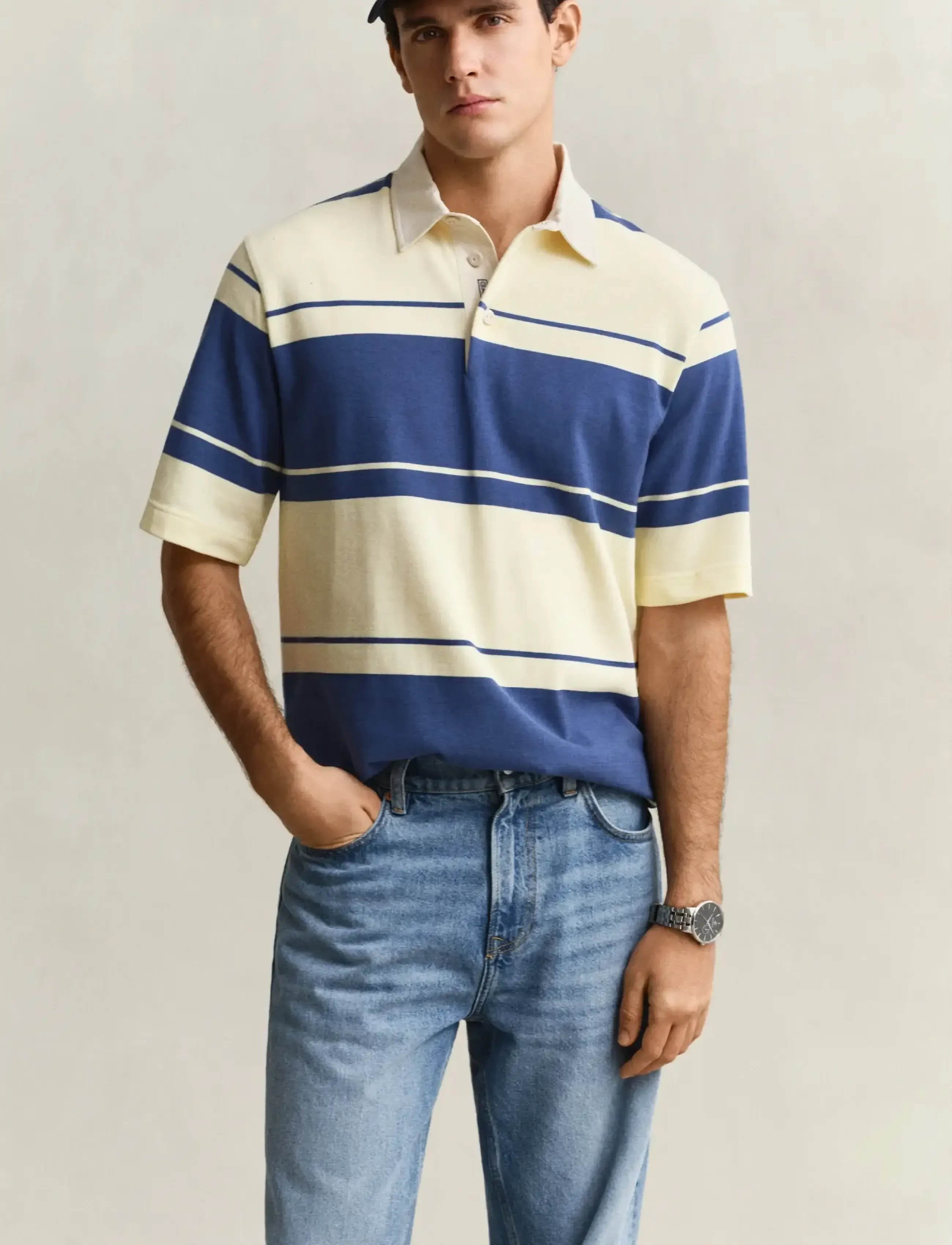 Gant STRIPED SS RUGGER - Polo krekli - VINTAGE BLUE / navy