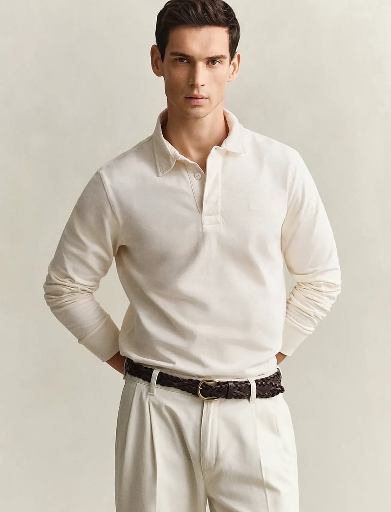 GANT - WASHED SLUB HEAVY RUGGER - pikkade varrukatega polod - cream - 0