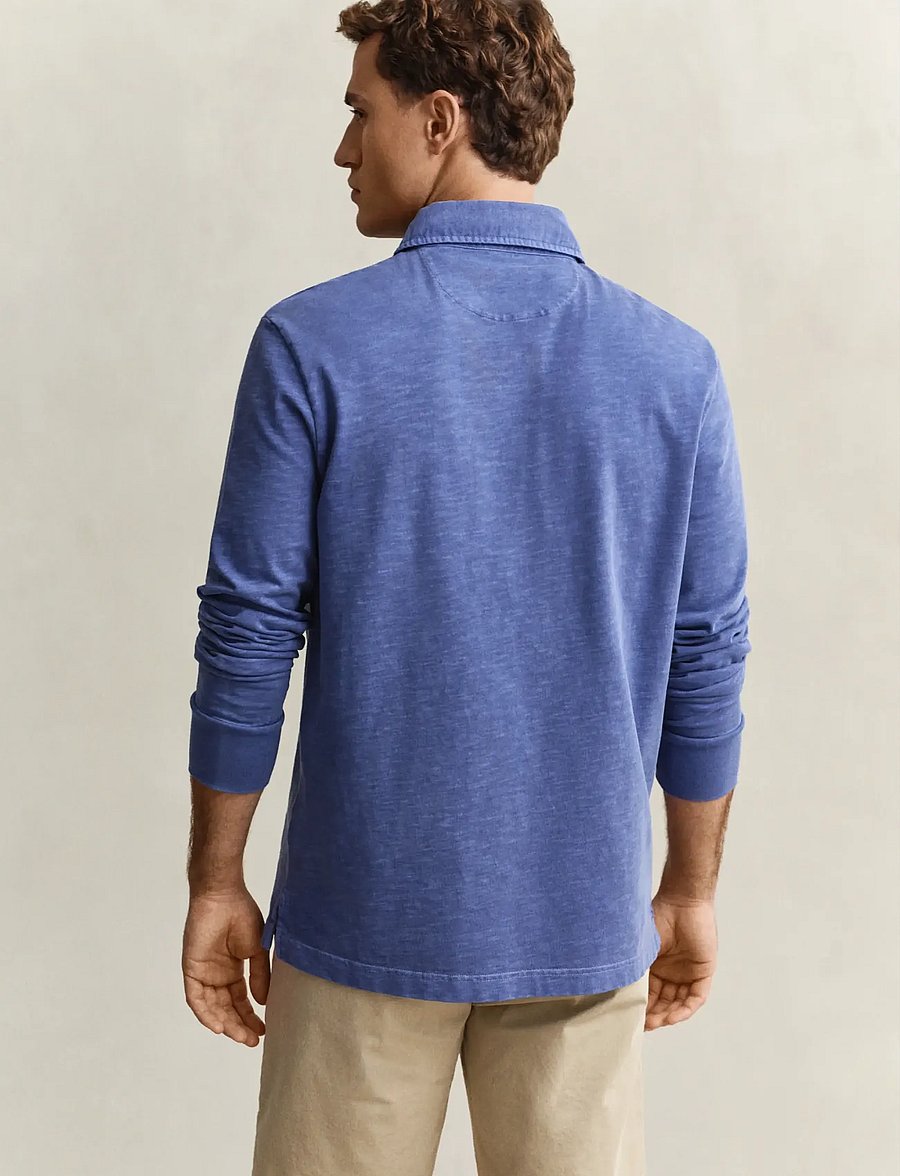 Gant - WASHED SLUB HEAVY RUGGER - polos à manches longues - vintage blue - 2