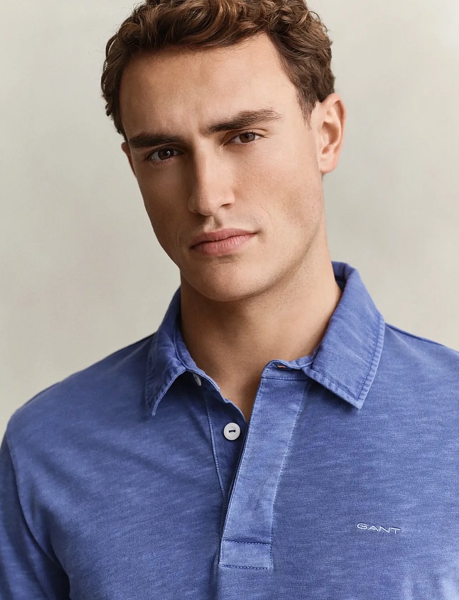 Gant - WASHED SLUB HEAVY RUGGER - polos à manches longues - vintage blue - 3