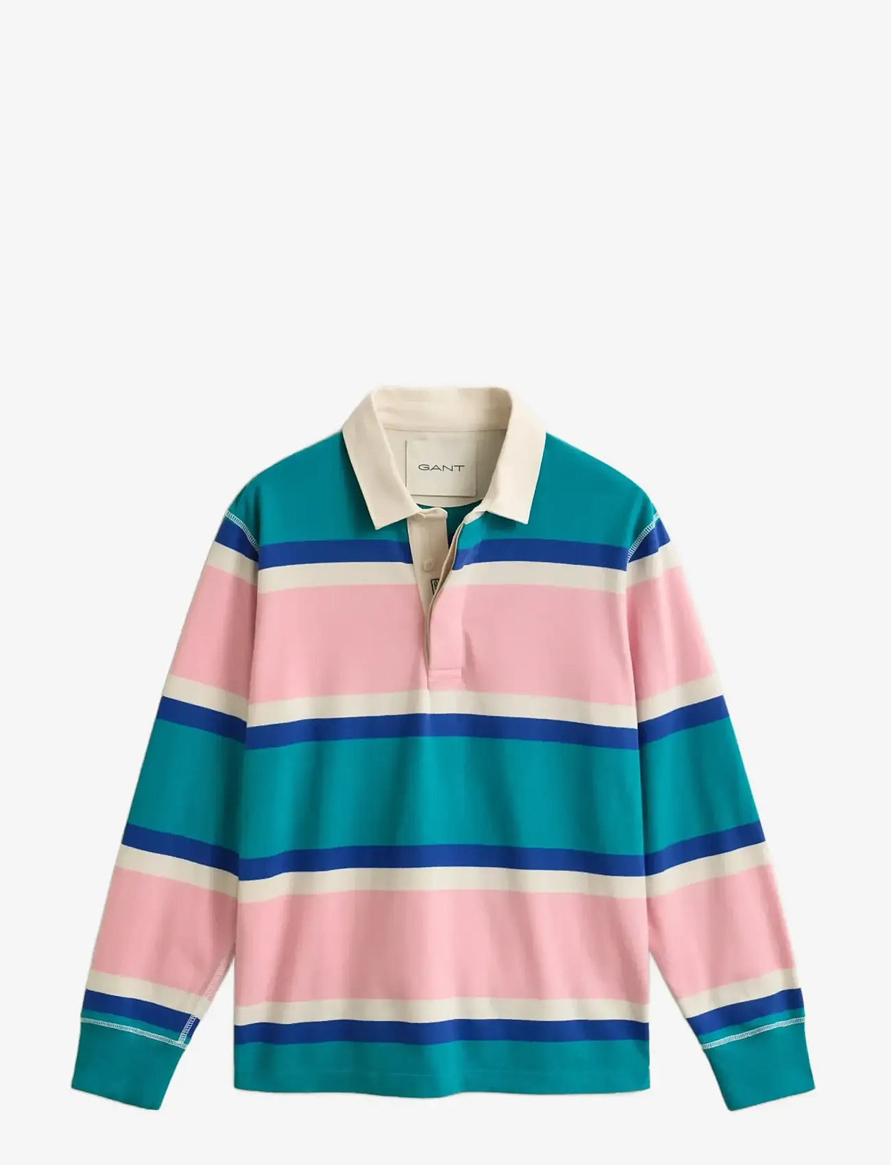 GANT - BLOCKED STRIPE RUGGER - pikkade varrukatega polod - aqua blue - 1