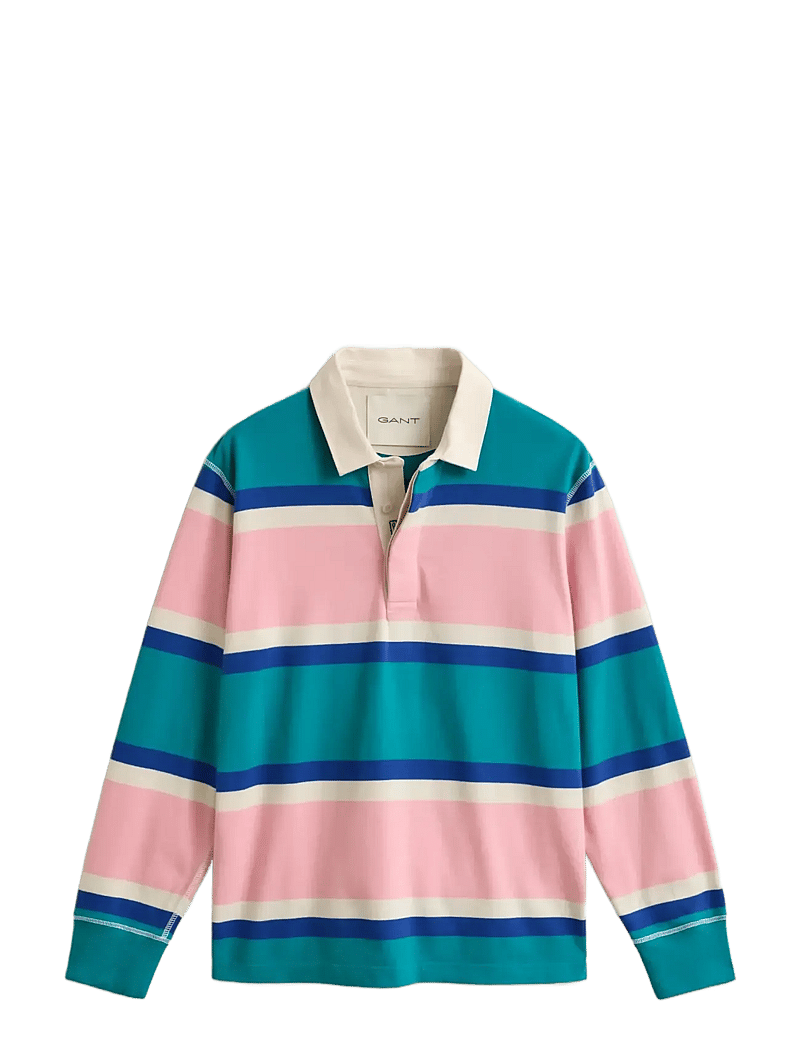 GANT - BLOCKED STRIPE RUGGER - pikkade varrukatega polod - aqua blue - 1