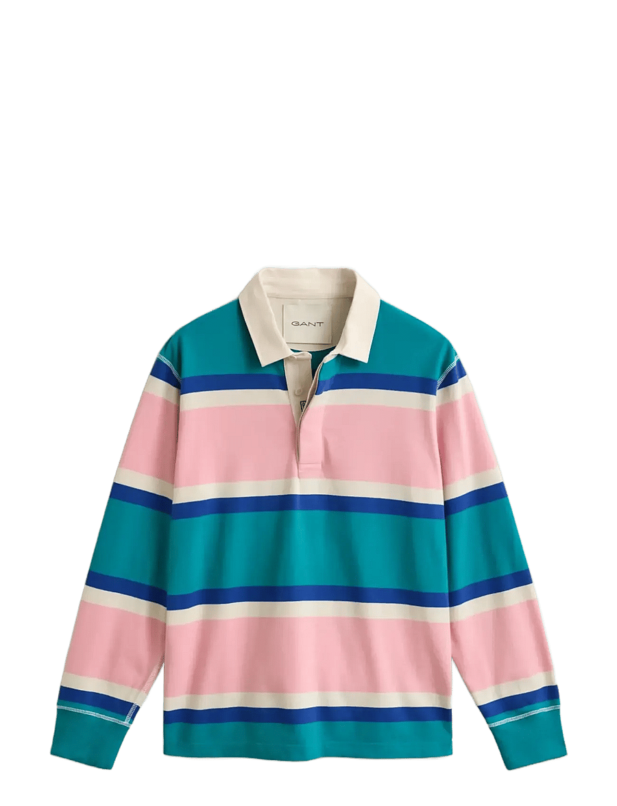 Gant - BLOCKED STRIPE RUGGER - langärmelig - aqua blue - 1