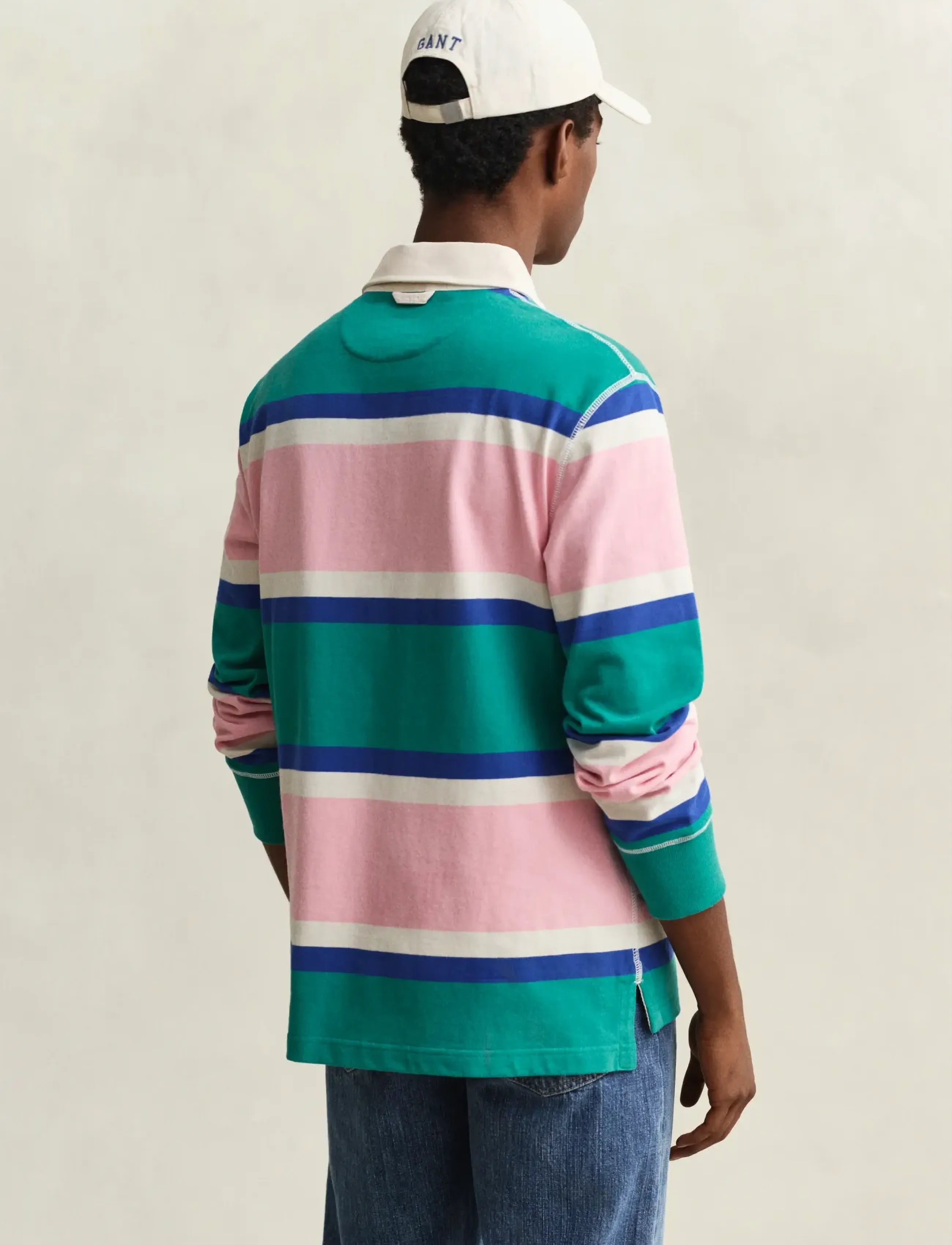 Gant - BLOCKED STRIPE RUGGER - långärmade pikéer - aqua blue - 2