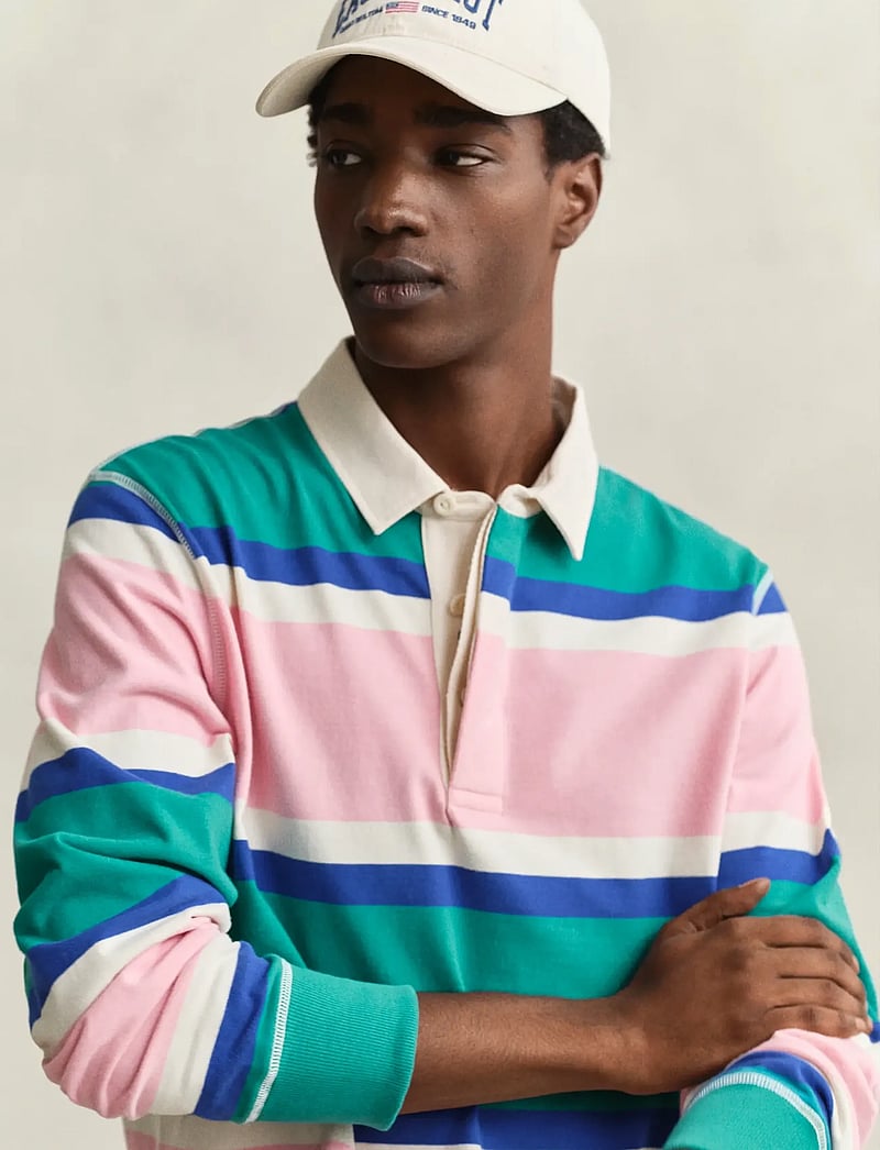 GANT - BLOCKED STRIPE RUGGER - pikkade varrukatega polod - aqua blue - 3