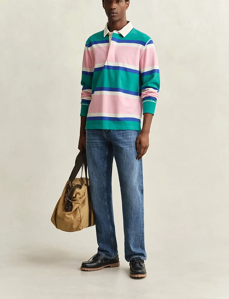 GANT - BLOCKED STRIPE RUGGER - pikkade varrukatega polod - aqua blue - 4