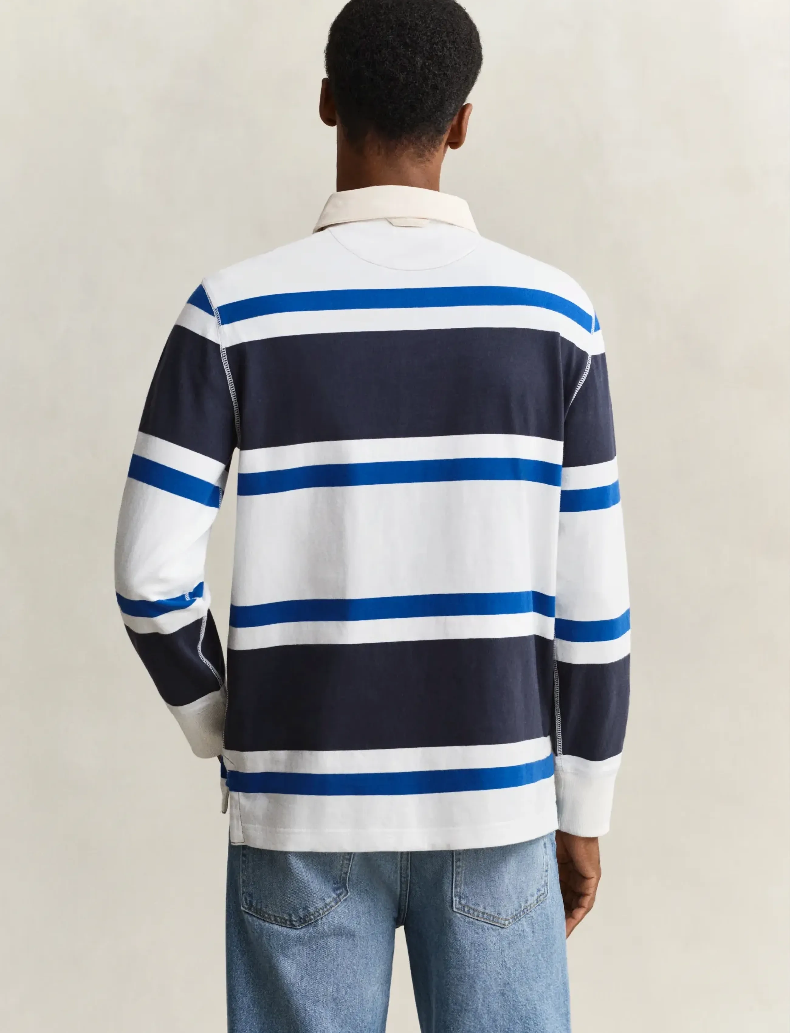 Gant - BLOCKED STRIPE RUGGER - long-sleeved polos - evening blue - 2
