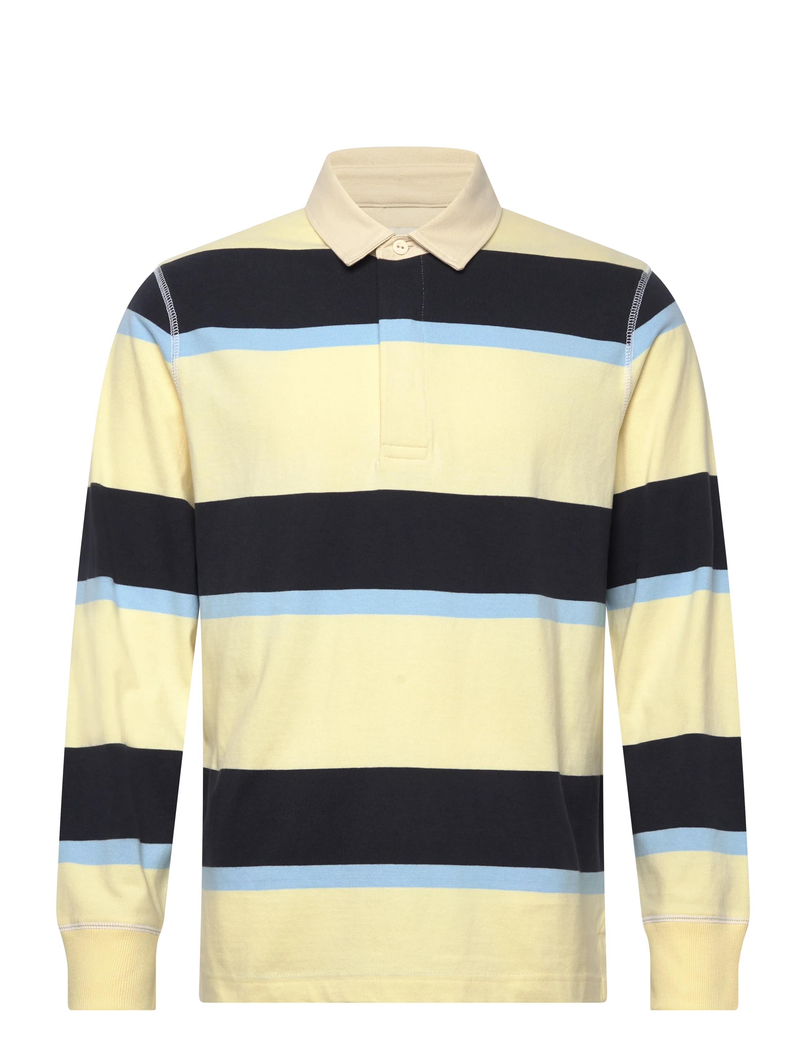 GANT BLOCKED STRIPE RUGGER - Koszulki Polo - VANILLA YELLOW / yellow