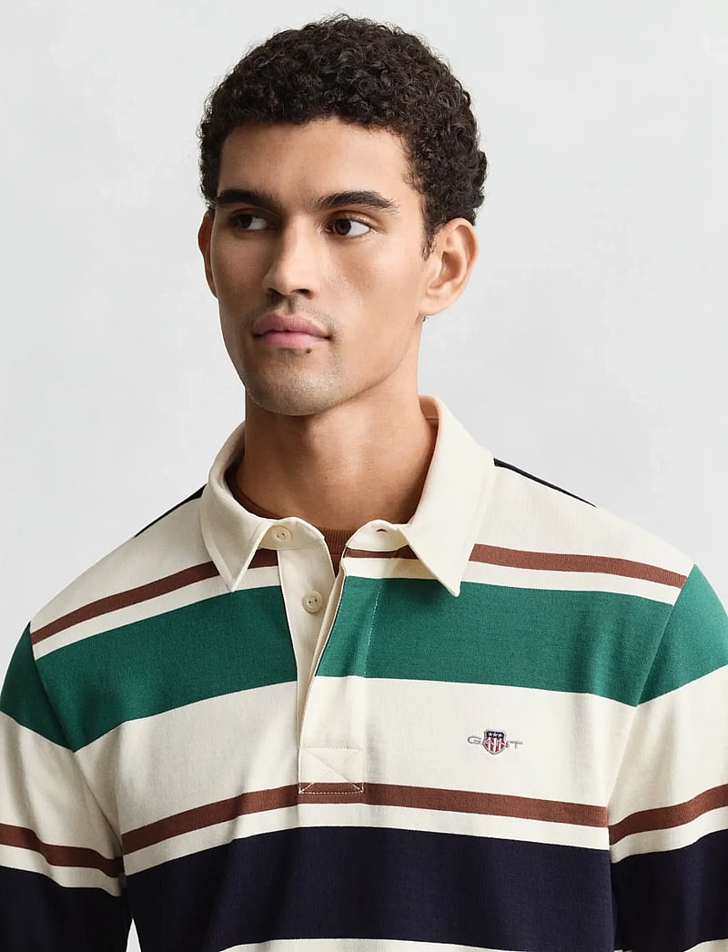 GANT - STRIPED HEAVY RUGGER - långärmade pikéer - cream - 3