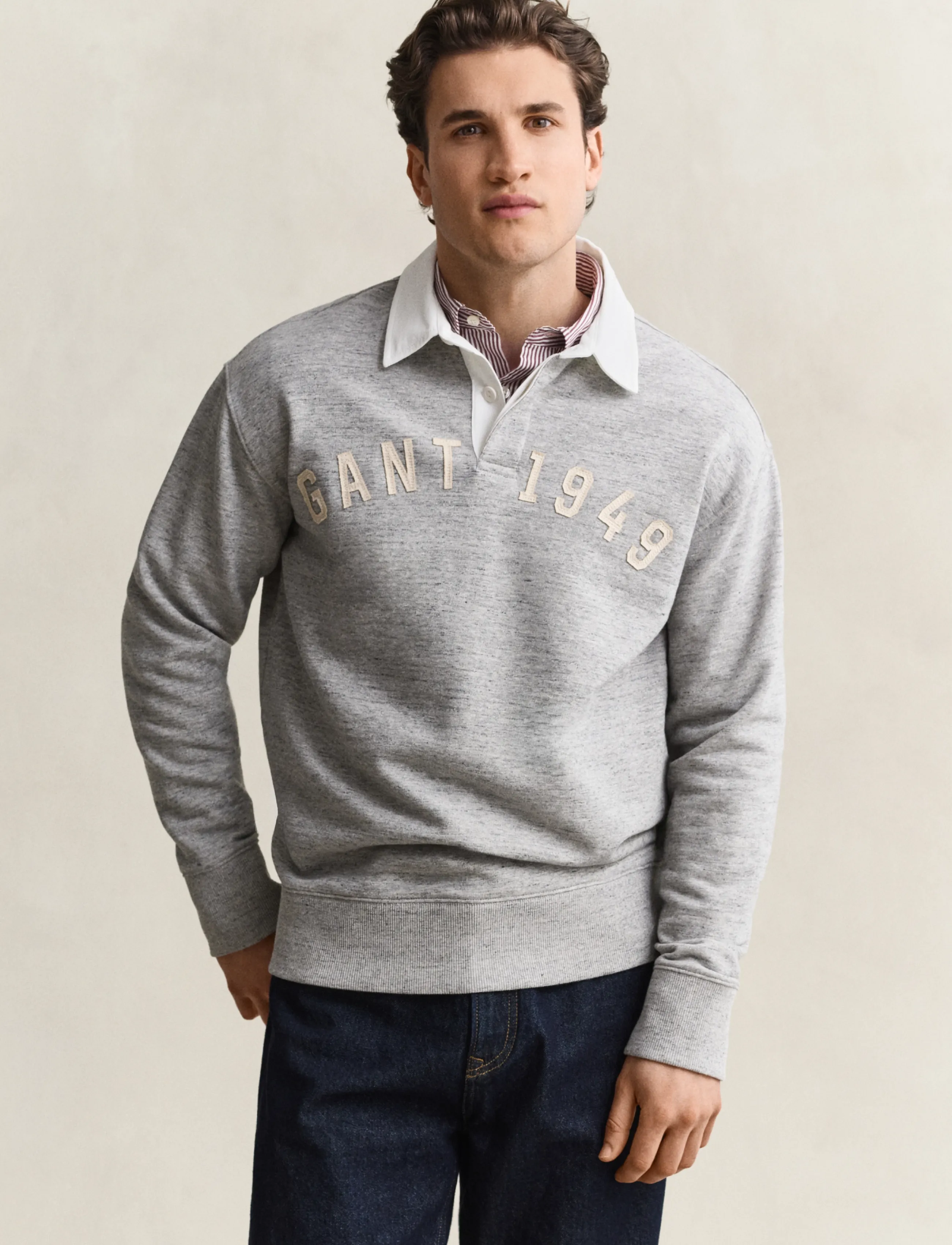 Gant HEATHER RUGGER - Pikkade varrukatega kootud polod - GREY MELANGE / grey