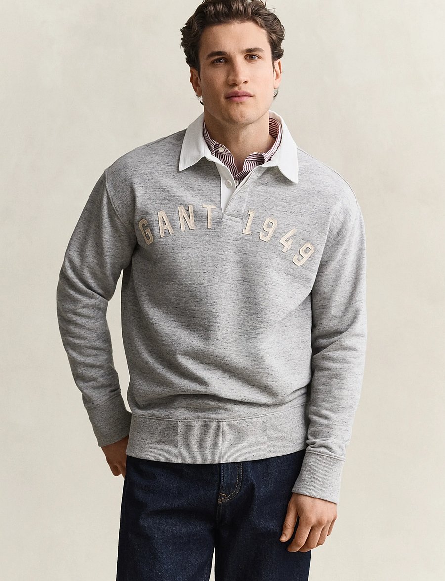 Gant - HEATHER RUGGER - polos à manches longues - grey melange - 0